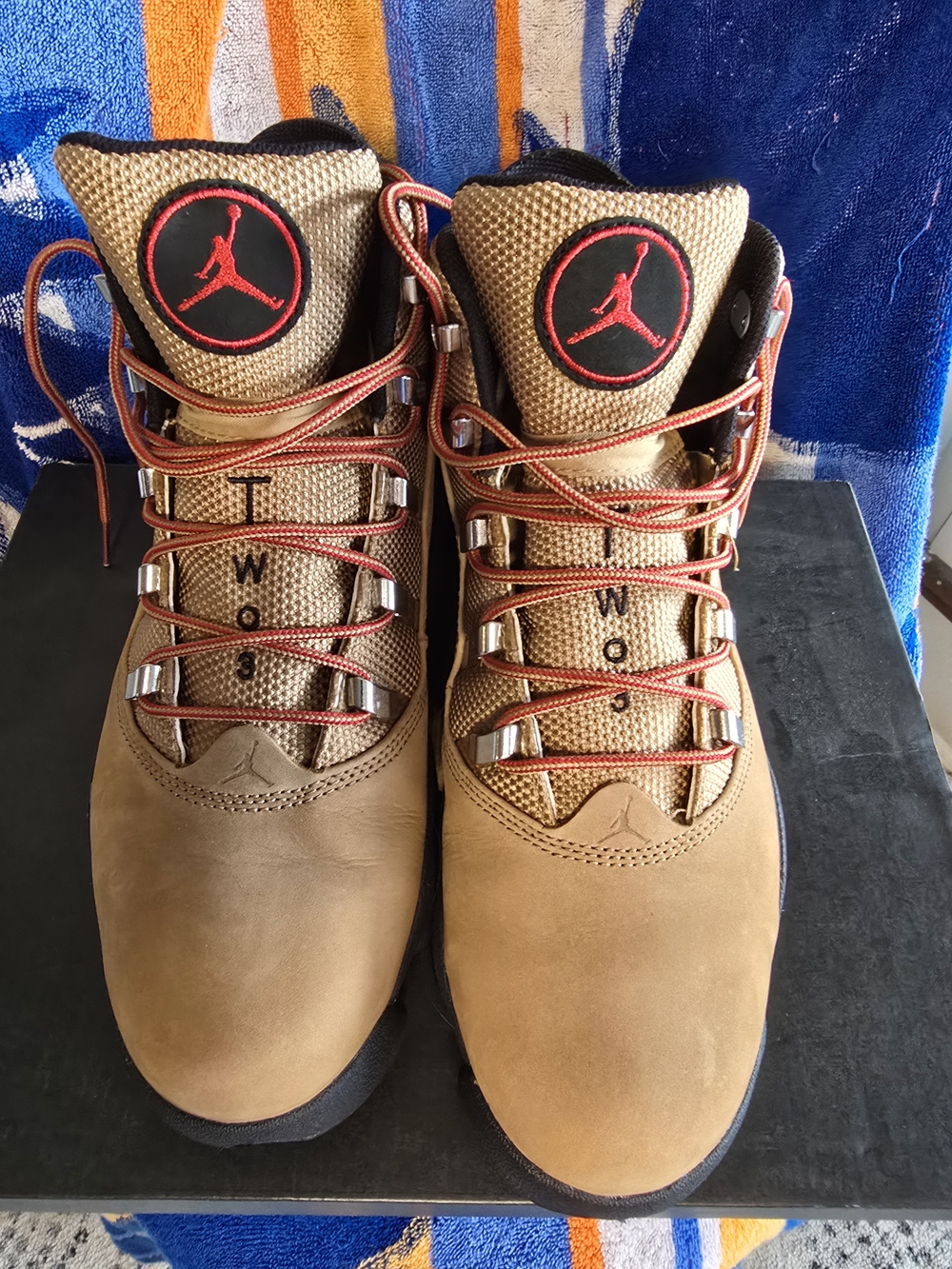 Jordan Men’s Wheat Brown and Red Jumpman Lace-Up Boots